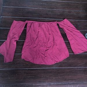 Off the shoulder maroon blouse